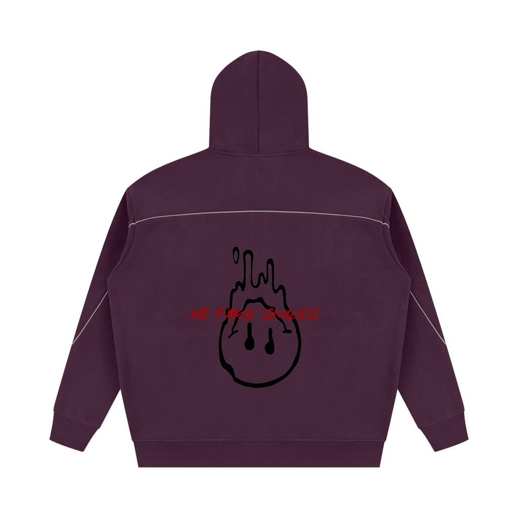 Piping Fleece"Red Letter Droopy" Oversized Hoodie
