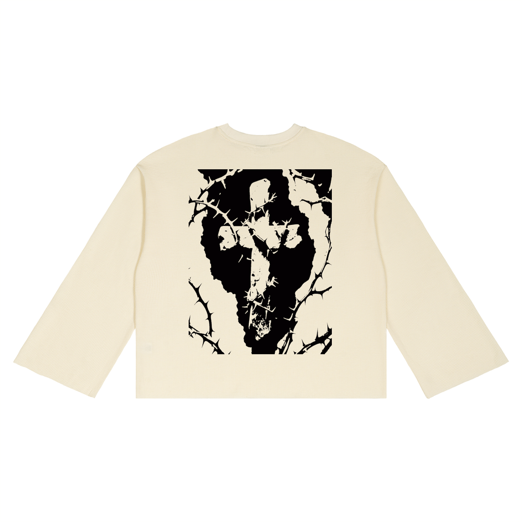 Waffle Raw Edge"Cross" T-Shirt