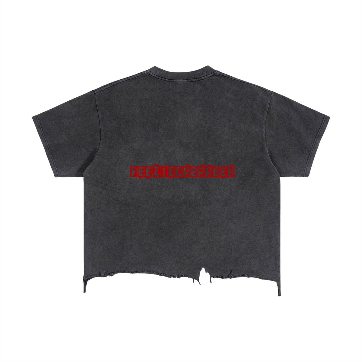 "PeezieDaBarber"Vintage Wash Boxy Distressed Hem T-Shirt