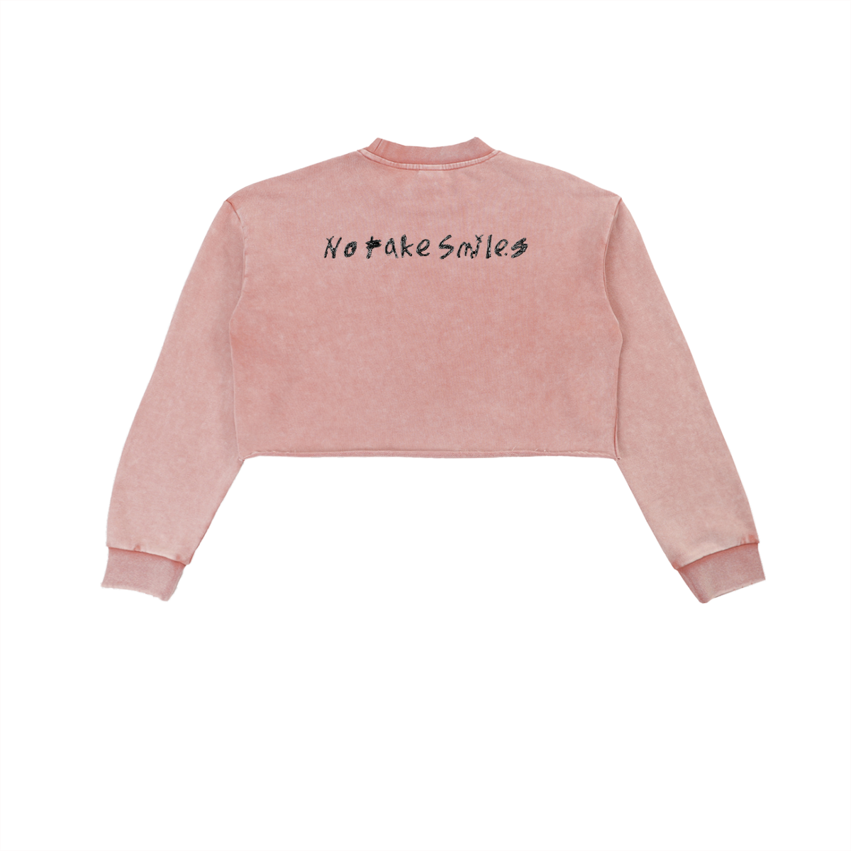 Snow Washed "Keep Smiling" Cropped Sweatshirt