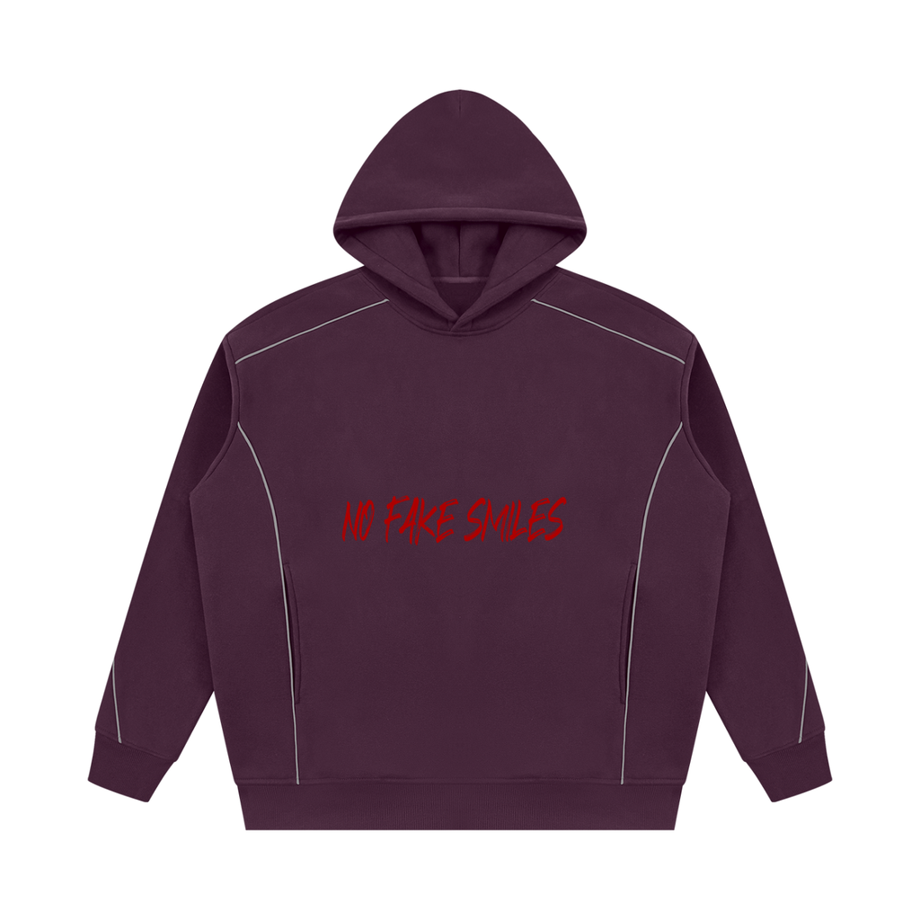 Piping Fleece"Red Letter Droopy" Oversized Hoodie