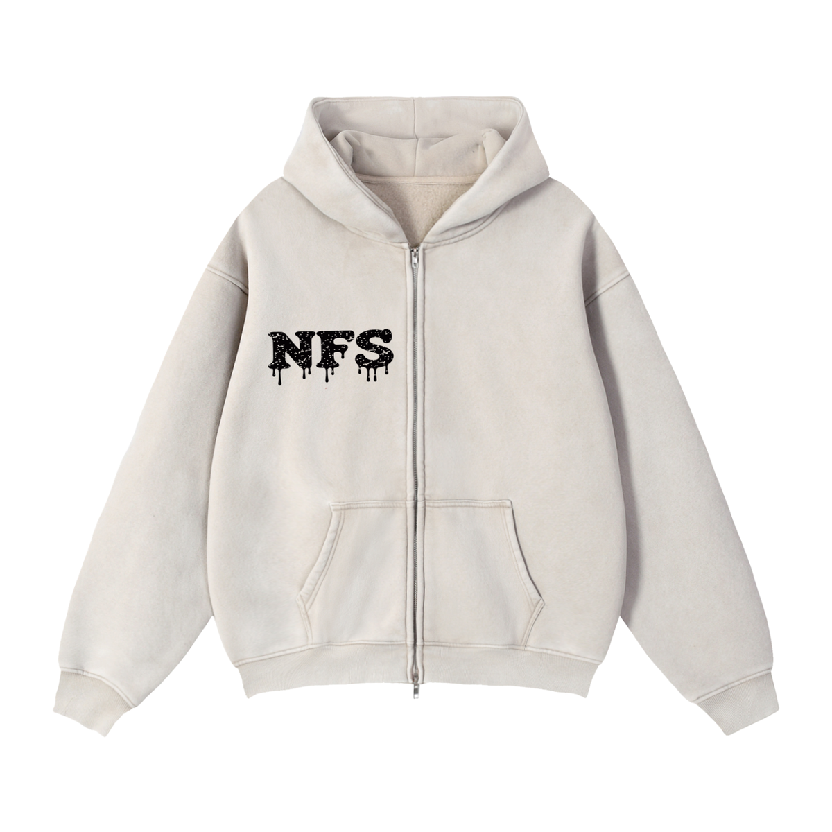 Zip-Through Boxy Fleece Hoodie