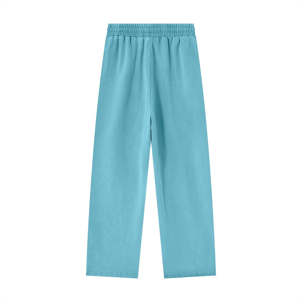 No Fake Smiles heavyweight blue cotton sweatpants with a vintage wash, elastic drawstring waist, and straight leg.