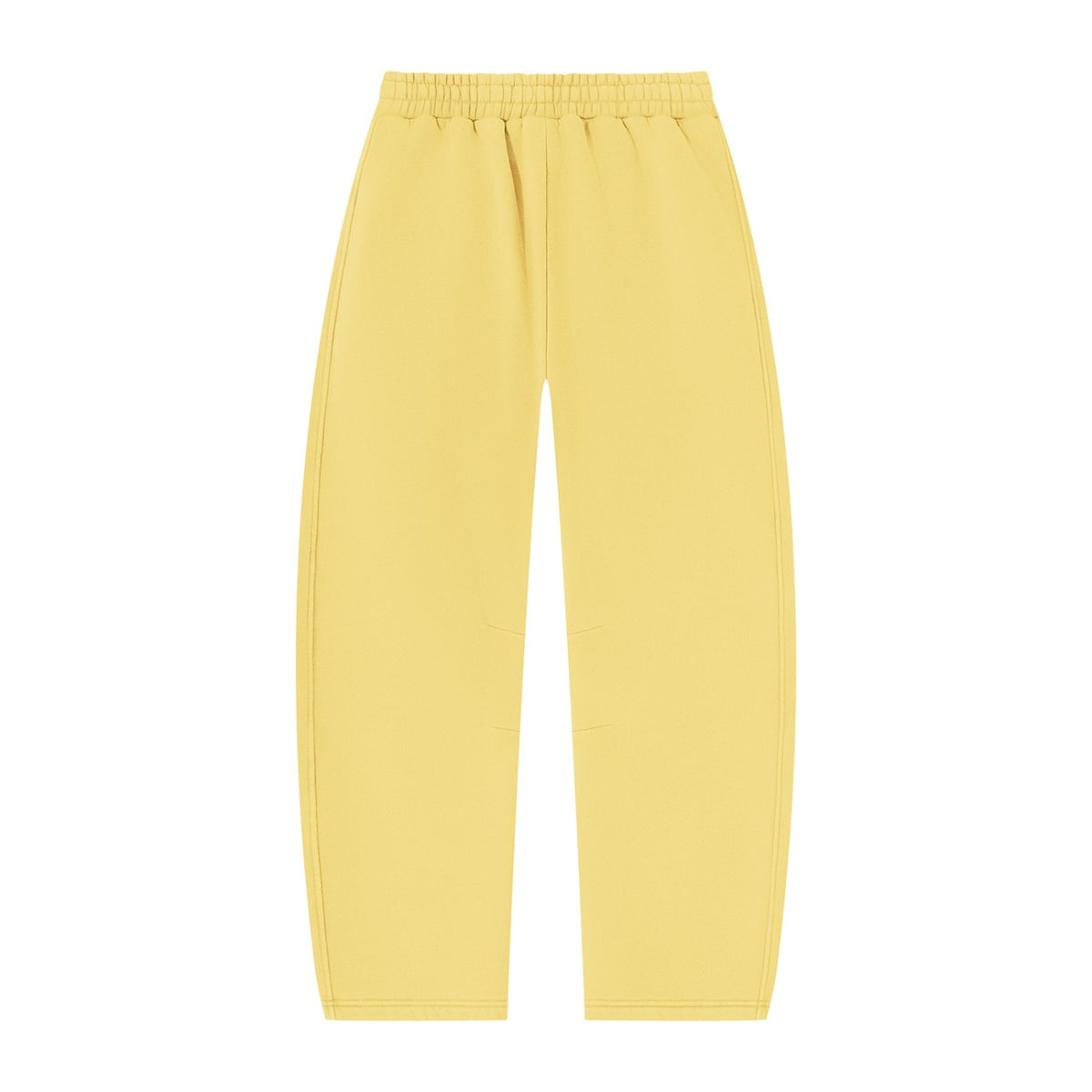 No Fake Smiles yellow vintage wash fleece sweatpants with a relaxed barrel-leg silhouette and elastic waistband.